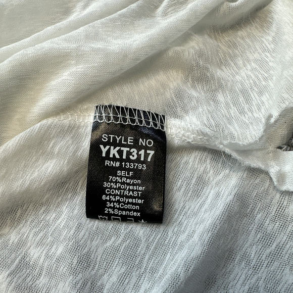 POL Cami Tank Top Shirt‎ Womens Large White Raw Hems Racerback Y23k Whimsy - Picture 3 of 8